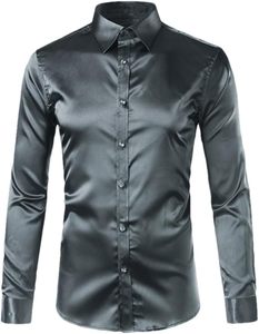 Chemises habillées en satin formel et décontracté pour hommes 100% Offre Spéciale respirantes anti-rides à séchage rapide en coton - Product Image 6