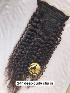 Meilleurs prix de gros à l'exportation sur 100% cuticules alignées vierge 24 "Deep Curly 7 Set Clip dans le vendeur de la fabrication d'extension de cheveux humains - Product Image 6