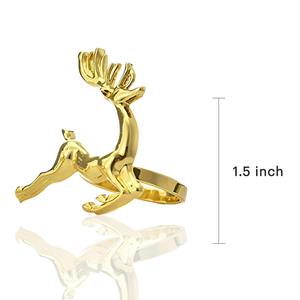 Anneau de serviette en forme de renne en miroir doré modeste, parfait pour la décoration de table de Noël et des fêtes, style festif pour la maison - Product Image 3