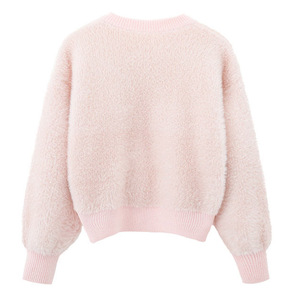 Cárdigan de Punto Fino Personalizado para Mujer con Logotipo, Suéter con Cuello en V y Parches, Botón con Forma de Corazón, Informal, Corto, Antiarrugas - Product Image 2