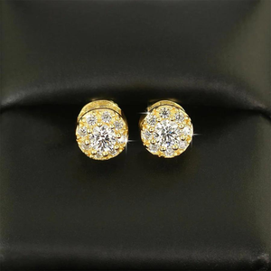 Small Real Diamond Round Shape <b>Earrings</b> for <b>Men</b> and Women for Party and Gift Purposes in 14K <b>Gold</b> Lab Grown Diamond - Product Image 3