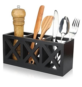 Support d'organisateur d'ustensiles en bois de qualité supérieure Design merveilleux Caddy organisateur d'outils de cuisine en bois de manguier pour Restaurant à la maison - Product Image 1