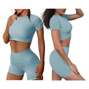 เซ็ตชุดวิ่งสำหรับผู้หญิงชุดครอปท็อปกางเกงขาสั้นชุดวิ่งจ๊อกกิ้งลำลองชุดวอร์มกางเกงขาสั้น - Product Image 5