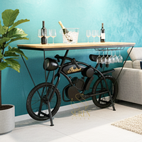 Table de bar industrielle en métal style moto avec porte-bouteilles, mobilier de salon moderne de style ferme antique