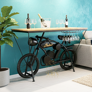 Meubles ethniques indiens fabriqués à la main à la main style moto présentoir d'hôtel indien meubles de table de restaurant uniques - Product Image 1