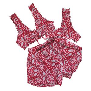 Conjunto de Lencería de 3 Piezas con Aberturas, Sujetador, Bragas y Pantalones Cortos, Conjunto Erótico de 3 Piezas, Bragas con Estampado de Bloques, Ropa Interior, Ropa de Dormir - Product Image 2