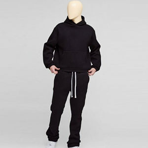 2026 Custom Logo Screen Print Embroidered Men Sweatsuits Pullover Stacked <b>Flare</b> Pants Set Tracksuit for Men - Product Image 1