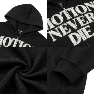 Emotions Never Die Zip-Up Hoodie <b>Men</b> Oversized Casual <b>Black</b> Cotton French Terry Hooded <b>Sweatshirt</b> Autumn Style - Product Image 6