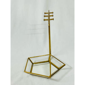 Miroir moderne de luxe en métal doré plateau de présentation de bijoux design personnalisable fait à la main accessoires pour femmes conteneur de bijoux - Product Image 4