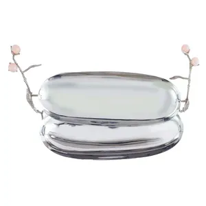 Piédestal de support de gâteau de mariage noir en acier inoxydable fait main avec garniture en diamant de luxe écologique pour la décoration de table de mariée - Product Image 3