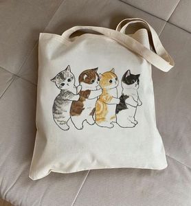 Canvas Bags with Cute Cat Pattern Durable Fabric for <b>Handbags</b> Shoulder Tote Bags Other Textile Products - Product Image 3