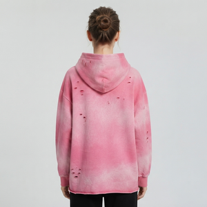 Oferta Especial: Sudadera con Capucha Oversize de Algodón Grueso, Teñida Anudada, Transpirable, Ecológica, Estilo Urbano Desgastado para Invierno - Product Image 3