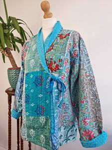 Tissu en coton hypnotisant de haute qualité dames pêche décontracté fête d'anniversaire et Festival portant Kantha Kimonos veste d'hiver Robe - Product Image 5