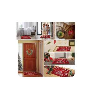 Paillasson imprimé numérique classique de Noël 45x70cm Base tissée antidérapante avec ornement Cadeau Matériel polyester rouge - Product Image 3