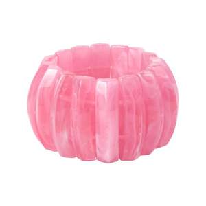 Pulsera de resina Rosa Retro de moda con colores claros Acrílico y patrón de flores de diamantes Brazalete de joyería para mujer POR HF CRAFTS - Product Image 2