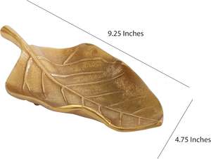 Plateau à feuilles décoratif en métal doré Assiettes décoratives d'automne de cuisine Plateau décoratif de fête Bol pour table Pièce maîtresse festive - Product Image 4