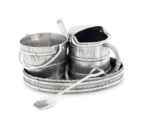 Regadera de latón AK y cubo, ollas de azúcar y crema en plata, artículo hecho a mano con acabado antiguo para utensilios de cocina/vajilla - Product Image 3