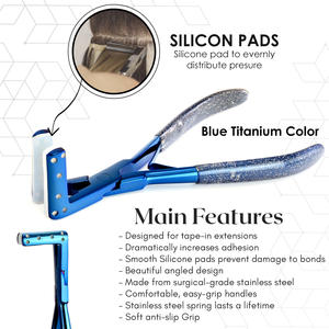 Steel <b>Micro</b> Ring Hair Extension Tools Blue <b>Tape</b>-in Pliers non slip <b>tape</b> extension pliers for Precise Application stainless steel - Product Image 4