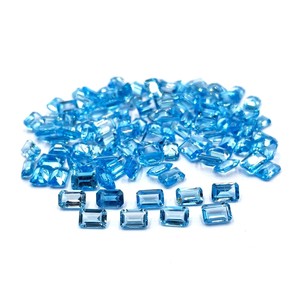3x5mm Topacio Azul suizo Octágono corte piedras preciosas sueltas Topacio Azul Natural cuentas de piedra facetada para la fabricación de colgantes de joyería al por mayor - Product Image 1