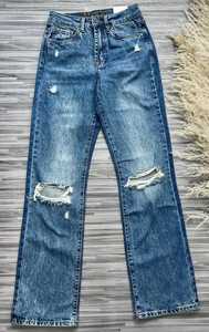 Jeans droits décontractés personnalisables 100% coton foncé délavé respirant imperméable avec patchs de taille personnalisés disponibles en grandes tailles - Product Image 6