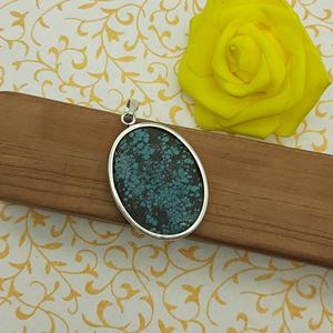 Collier pendentif Firoza tibétain naturel en argent sterling 925 gros pendentif Firoza tibétain fait à la main bijoux en argent sterling - Product Image 4