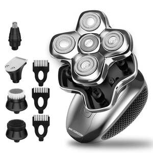 Rasoir électrique sans fil pour homme, utilisation humide et sèche, étanche IPX7, rasoir à barbe avec cinq lames, mini tondeuse à cheveux électrique, noir - Product Image 1