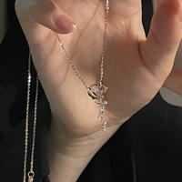 925 argent sterling plaqué or rose collier rose zircon dot en gros