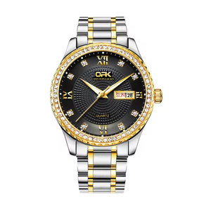 Reloj de cuarzo automático para hombre, calendario, resistente al agua, luminoso, imitación de diamantes de imitación, reloj de pulsera de moda - Product Image 5