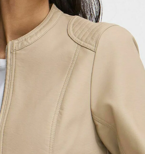 แจ็กเก็ตหนังแกะแท้ซิปเต็มสำหรับผู้หญิงเสื้อแจ็คเก็ตแฟชั่นหนังแกะแท้ - Product Image 2