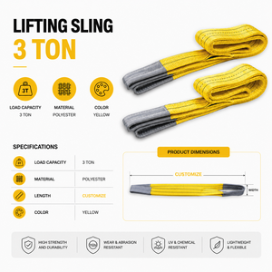 Eslinga de Cinta Doble Provina de 3 Toneladas, 75 mm, 4 m, Poliéster de Alta Resistencia, Diseño de Doble Capa, Accesorios de Acero para Elevación con Grúa - Product Image 3
