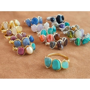 Boho Style Rings Gold and <b>Silver</b> Plated with Vibrant Stones for Fashion Pendants & <b>Charms</b> Resale - Product Image 2