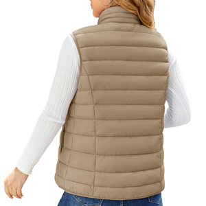 Women's Sleeveless Puffer Vest - High Collar, and Zippered Pockets to Keep Warm and Stylish All Season - Wholesale Service - Product Image 2