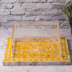 Plateau de service de luxe écologique fait à la main Plateau décoratif plat en bois de toffee au chocolat et nacre pour bonbons Design plat - Product Image 2