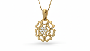 Pendentif Fleur en Cristal avec Finition Or Moderne en Or 14 carats et Diamant Naturel - Product Image 4