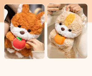 Aika Peluche Super Douce en Coton PP, Lapin des Bois, Écureuil, Animal en Peluche Tenant des Fruits, Décoration de Crèche Automne, Lavable, Anti-Stress - Product Image 3