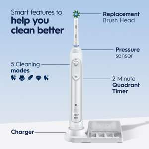 Oral-B Smart 5000 Rechargeable <b>Electric</b> Powered <b>Toothbrush</b>, Black <b>with</b> Travel Case and Bluetooth - Visible <b>Pressure</b> <b>Sensor</b> - Product Image 2