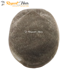 Venta al por mayor regente ligero atado a mano trama 100% cabello humano Remy estilo onda de agua natural tupé de encaje completo para hombres - Product Image 2