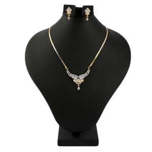 American Diamond <b>Locket</b> Set - Golden & Silver - Product Image 1