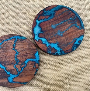 Posavasos de madera de acacia de resina epoxi de la mejor calidad, posavasos de madera hecho a mano para beber té - Product Image 5