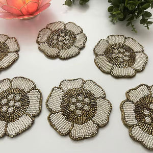 MS HANDICRAFT Handmade Beaded <b>Coasters</b>-Classic <b>Drink</b> <b>Coasters</b> Polyester Backing (4x4 Inch) for Church Religious Gifts Portable - Product Image 2