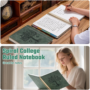 <span class=keywords><strong>Quaderno</strong></span> a <span class=keywords><strong>Spirale</strong></span> con Copertina Rigida, 5 Scomparti, 300 Pagine, Righe College, in Pelle, per Scuola, Ufficio, Regalo, <span class=keywords><strong>Grande</strong></span> Formato, per Studenti, con Pagine Spesse - Product Image 6