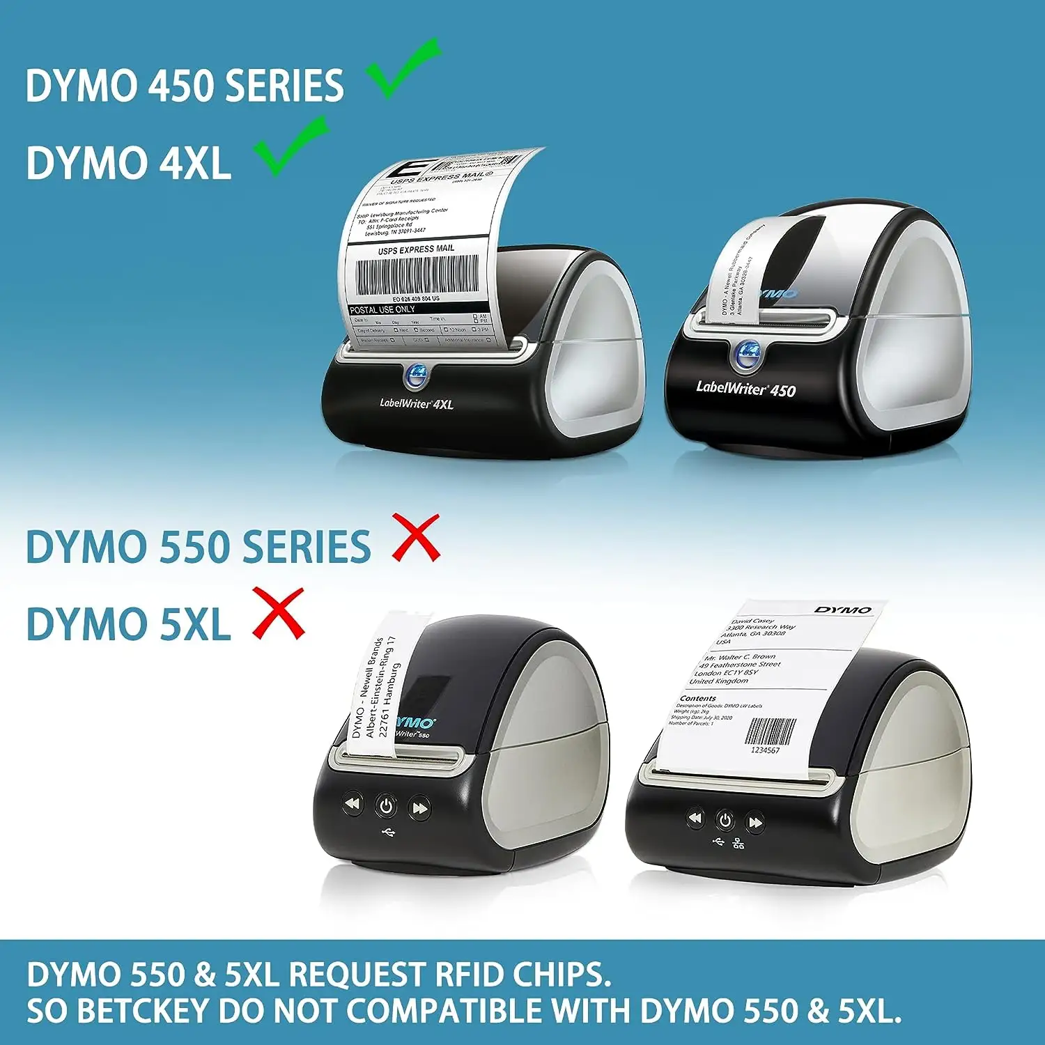 DYMO 30252 बारकोड एड्रेस डाक के लिए संगत 1-1/8" x 3-1/2" डायरेक्ट थर्मल लेबल रिप्लेसमेंट