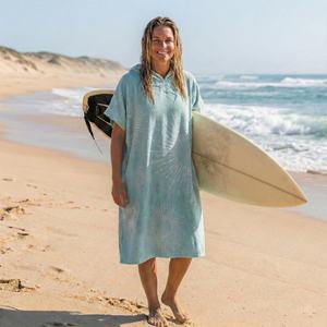 Poncho de Playa para Adultos al por Mayor - Toalla con Capucha Amarilla Tie-Dye 100% Algodón Turco, Bata de Cambio para Surf y Natación, Proveedor OEM - Product Image 2