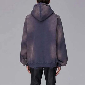 Men Oversized Vintage Sun Fade Hooded Knitted Acid Washed with Lined Design Distressed Cropped Men Hoodie Made By Isha Industry - Product Image 3