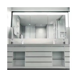 Enbl Customize Own Design Modern Luxury Hotel Grade <strong>Bathroom</strong> Vanity Set With Smart Black Mirror Solid Wood Wall Mount Lacquer