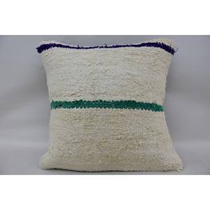 Cojín étnico de lana a rayas vintage de 18x18 pulgadas - Product Image 4