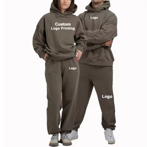 Venta al por mayor Unisex personalizado pantalones de chándal y sudaderas con capucha Jogger conjunto chándal bordado invierno chándales OEM personalizado chándal de los hombres - Product Image 1