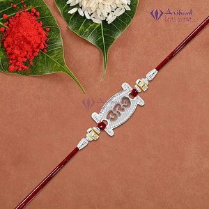 Arihant Gems & Jewels - Elegante Rakhi Unisex de Plata 925 para Hermano/Bhai/Bhaiya/Bro, Joyería Cultural Coleccionable con Rudraksha - Product Image 2