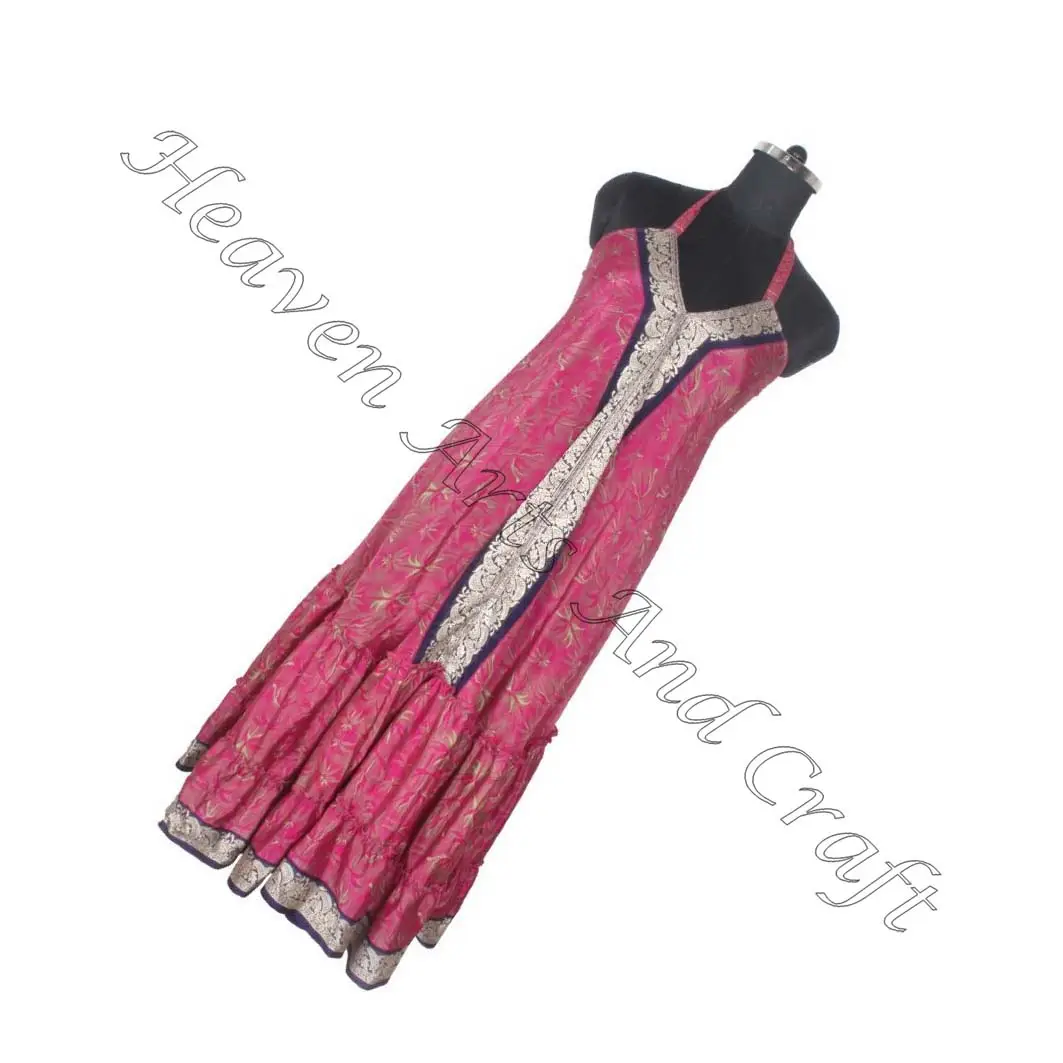 Bohemian New Arrivals Elegant Casual Sleeveless Vintage Sari Dress Plus Size Women's Evening Dress Ladies Elegant Dinner Gown Sl