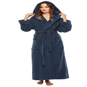 Otoño Invierno batas de baño largas y cálidas para mujer lindo grueso Coral terciopelo ropa de casa ropa de dormir larga con capucha señoras Loungwear - Product Image 1